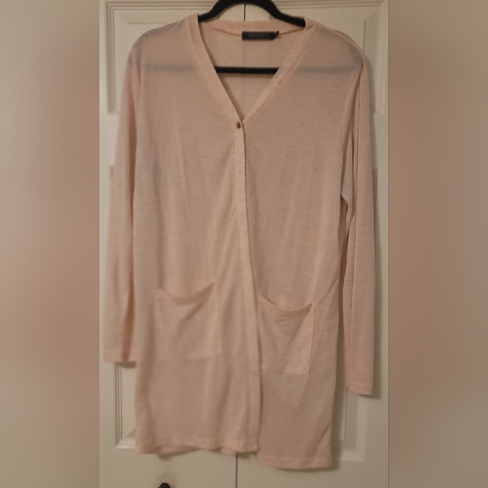 Pink and White Cardigan Sweater Size XL